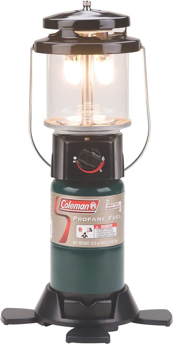 Coleman 1000 Lumens Deluxe Propane Lantern, Gas Lantern with Adjustable Brightness, Pressure Control, Carry Handle, and Mantles Included