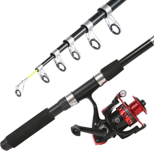 Fishing Rod, 6.9ft 2Pcs Telescopic Fishing Rods Set, Carbon Fiber Fishing Pole, 2PCS Spinning Rod and Reel Combo with Carrier Bag Freshwater Fishing Rod and Reel Combos Kits Fishing Gear - Image 3