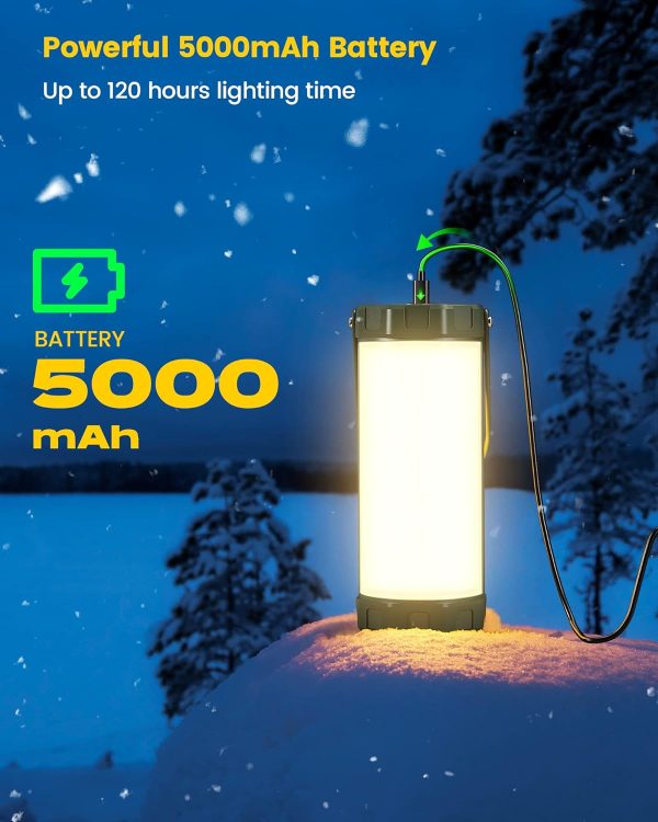 Glocusent Survival Camping Lantern, 106LED with 5 Brightness, Up to 1200LM, 3 Modes & SOS, Rechargeable for 120hrs, IP68 Waterproof, Small & Light, Emergency Light for Blackout,Hiking (Green) - Image 4