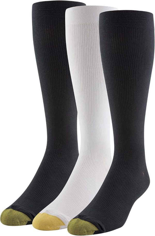 GOLDTOE Men's Mild Compression Over the Calf Socks, Multipairs