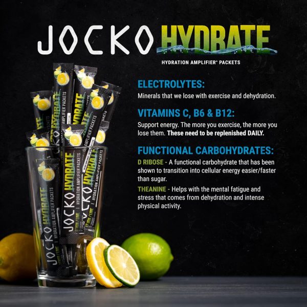 Jocko Fuel Hydrate Electrolytes Powder Packets Low Sugar - Hydration Amplifier Packets for Recovery, Dehydration, & Exercise - with Vitamins B6, B12 & C (16 Packets) Lemon Lime - Image 5