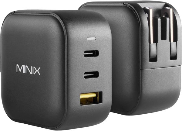 MINIX 66W Turbo 3-Port GaN Wall Charger 2 x USB-C Fast Charging Adapter, 1 x USB-A Quick Charge 3.0, Compatible with MacBook Pro Air, iPad Pro, iPhone 15/13/12 mini/11, Galaxy S9 S8 and More (NEO P1) - Image 2