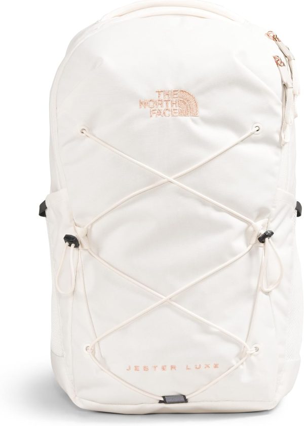 THE NORTH FACE Women's Jester Luxe Everyday Laptop Backpack, Gardenia White/Burnt Coral Metallic, One Size