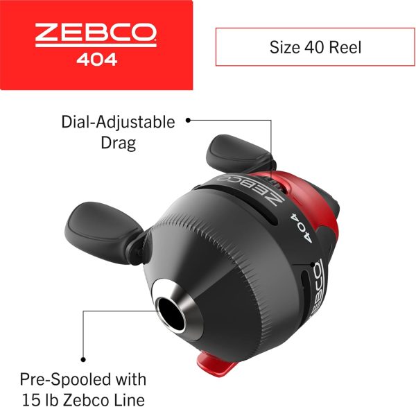 Zebco 404 Spincast Reel and 2-Piece Fishing Rod Combo, Durable Fiberglass Rod with EVA Handle, QuickSet Anti-Reverse Reel with Built-In Bite Alert, Pre-Spooled - Image 3