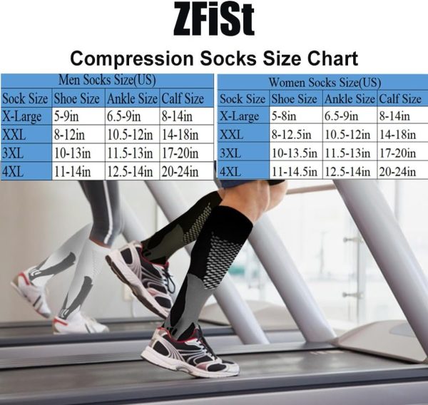 ZFiSt Plus Size Compression Socks Wide Calf for Women Men,Sport Compression Stocking Nurse Socks - Image 2
